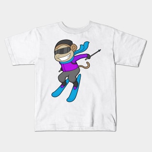 Monkey Skier Ski Kids T-Shirt